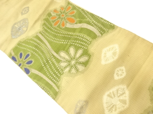 アンティーク　花模様織出し名古屋帯（材料）